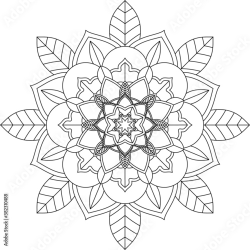 Easy Mandala coloring book simple and basic for beginners, seniors and children. Set of Mehndi flower pattern for Henna drawing and tattoo. Decoration in ethnic oriental, Indian style.