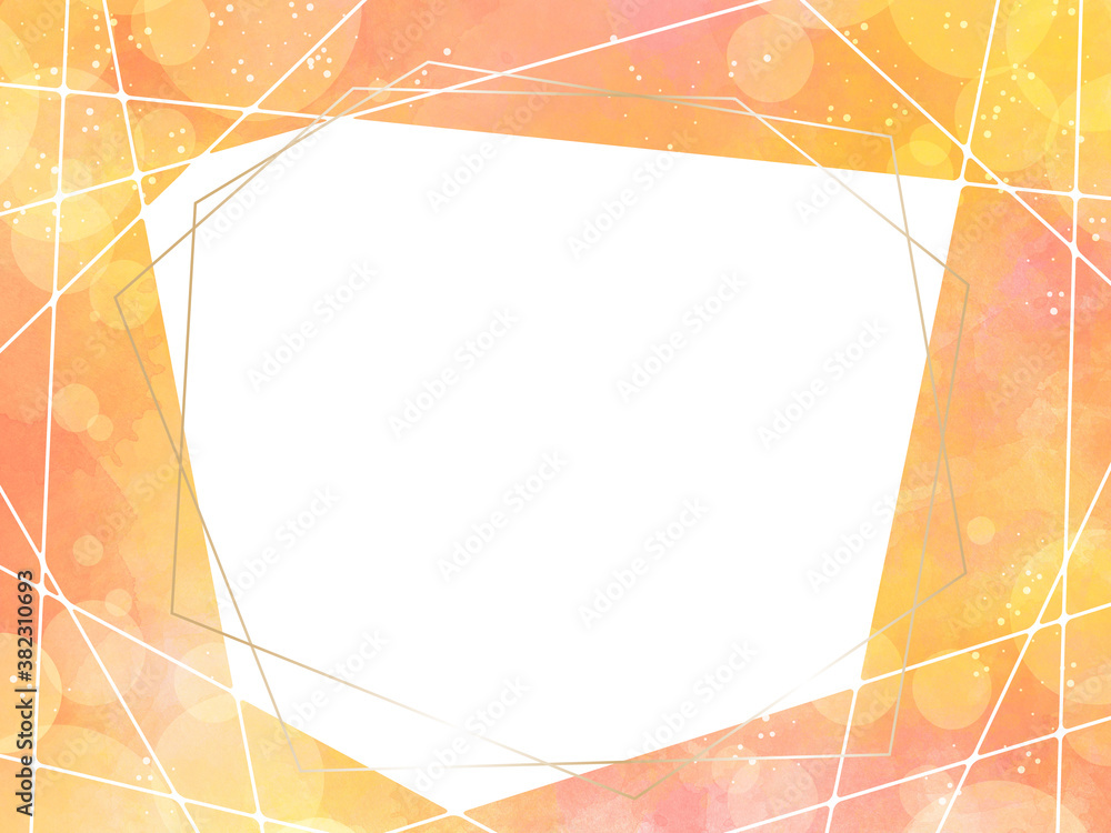背景 素材 水彩テクスチャ 招待状などのカードに使えるフレーム オレンジバック Stock Illustration Adobe Stock