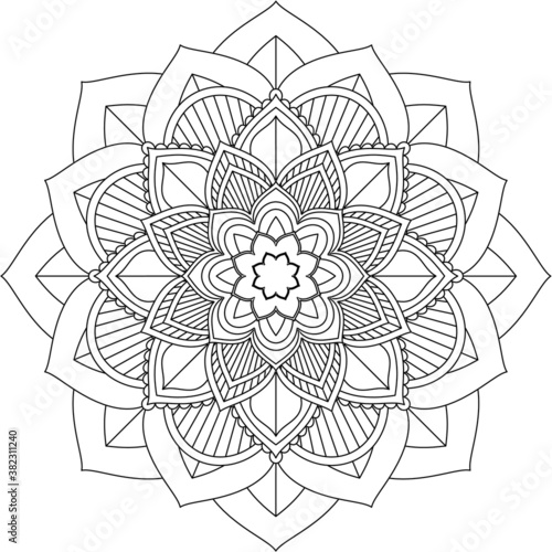Easy Mandala coloring book simple and basic for beginners, seniors and children. Set of Mehndi flower pattern for Henna drawing and tattoo. Decoration in ethnic oriental, Indian style.