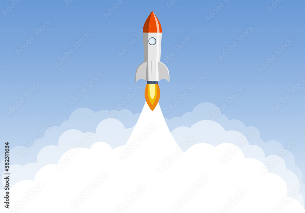 Fototapeta premium Rocket takes off into outer space