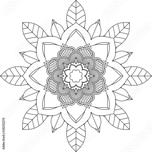 Easy Mandala coloring book simple and basic for beginners, seniors and children. Set of Mehndi flower pattern for Henna drawing and tattoo. Decoration in ethnic oriental, Indian style.