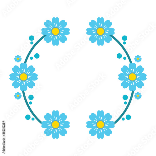Vector flowers set. Beautiful wreath. Elegant floral collection with isolated blue,pink leaves and flowers, hand drawn watercolor. Design for invitation, wedding or greeting cards