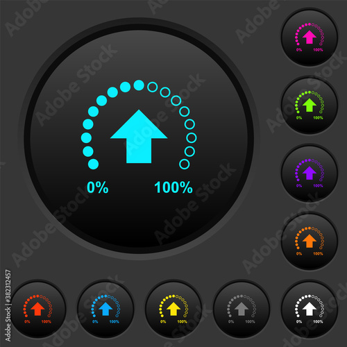 Download in progress dark push buttons with color icons