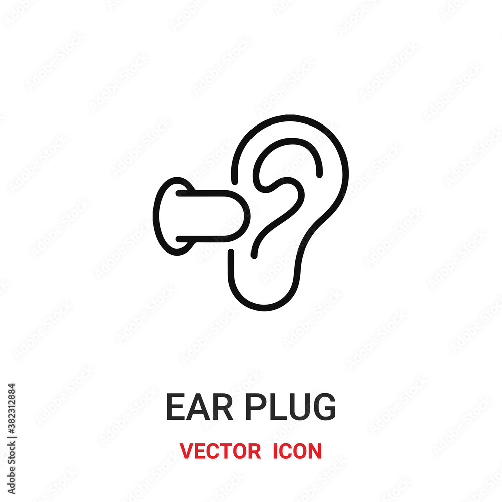 Ear plug vector icon . Modern, simple flat vector illustration for website or mobile app.Plug symbol, logo illustration. Pixel perfect vector graphics Ear plug vector icon . Modern, simple flat vector illustration for website or mobile app.Plug symbol, logo illustration. Pixel perfect vector graphics