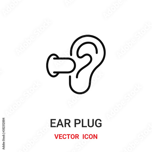 Ear plug vector icon . Modern, simple flat vector illustration for website or mobile app.Plug symbol, logo illustration. Pixel perfect vector graphics	