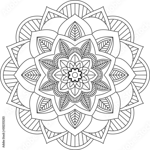 Easy Mandala coloring book simple and basic for beginners, seniors and children. Set of Mehndi flower pattern for Henna drawing and tattoo. Decoration in ethnic oriental, Indian style.