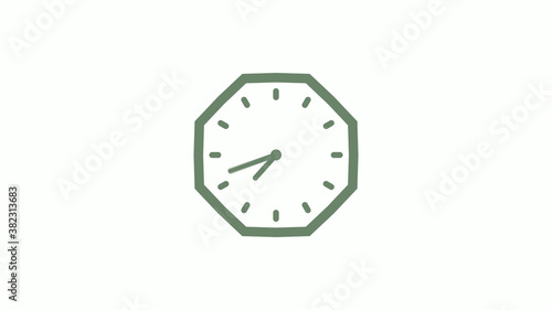 Green gray counting down clock icon on white background,clock icon