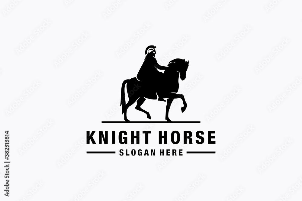 knight horse logo design vector