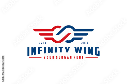 infinity wing logo design vector