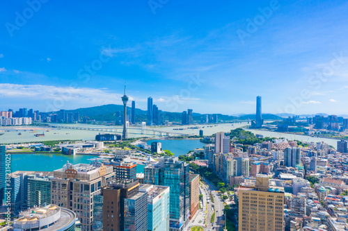 Aerial view of the Bay of Zhuhai and Macao, China