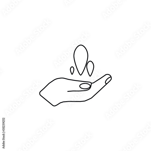 Water vector icon. With the water hand symbol in his grasp. Don't be wasteful using, protect the earth.