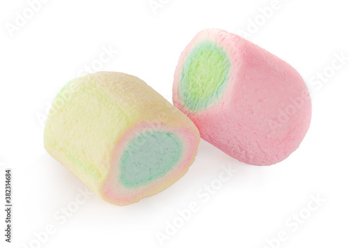 colorful marshmallows candy isolated on white background