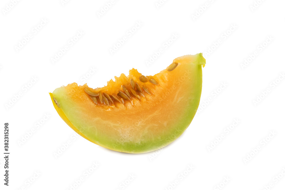 Half melon fruit isolate on White background Half melon fruit isolate on White background