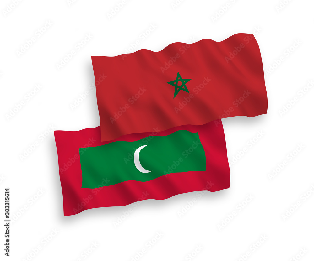 Flags of Maldives and Morocco on a white background
