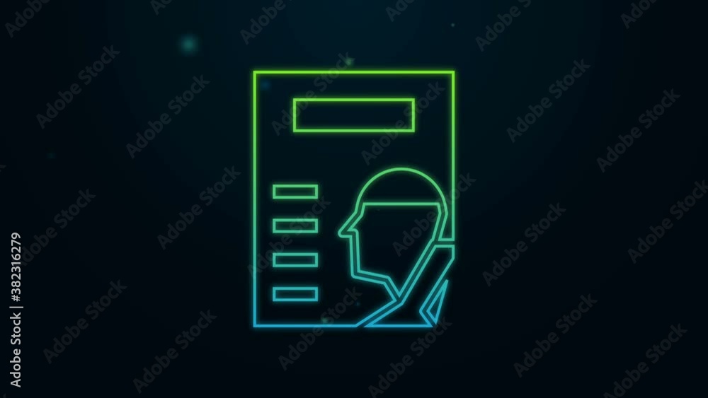 Glowing neon line Cinema poster icon isolated on black background. 4K Video motion graphic animation Glowing neon line Cinema poster icon isolated on black background. 4K Video motion graphic animation