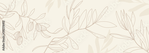 Luxury olive background vector with golden metallic decorate wall art