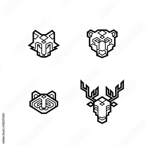 Animals heads polygonal origami style