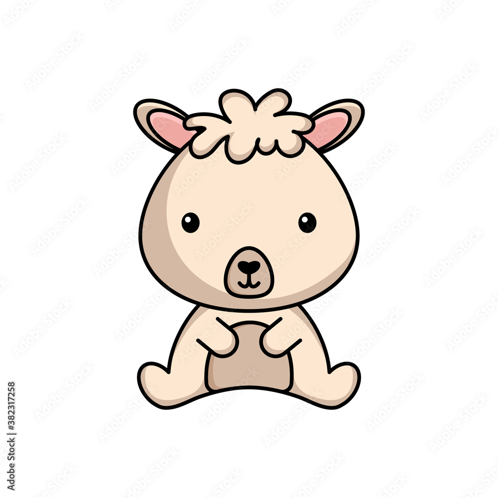 Naklejka premium Cute business alpaca icon on white background. Mascot cartoon animal character design of album, scrapbook, greeting card, invitation, flyer, sticker, card. Flat vector stock illustration.