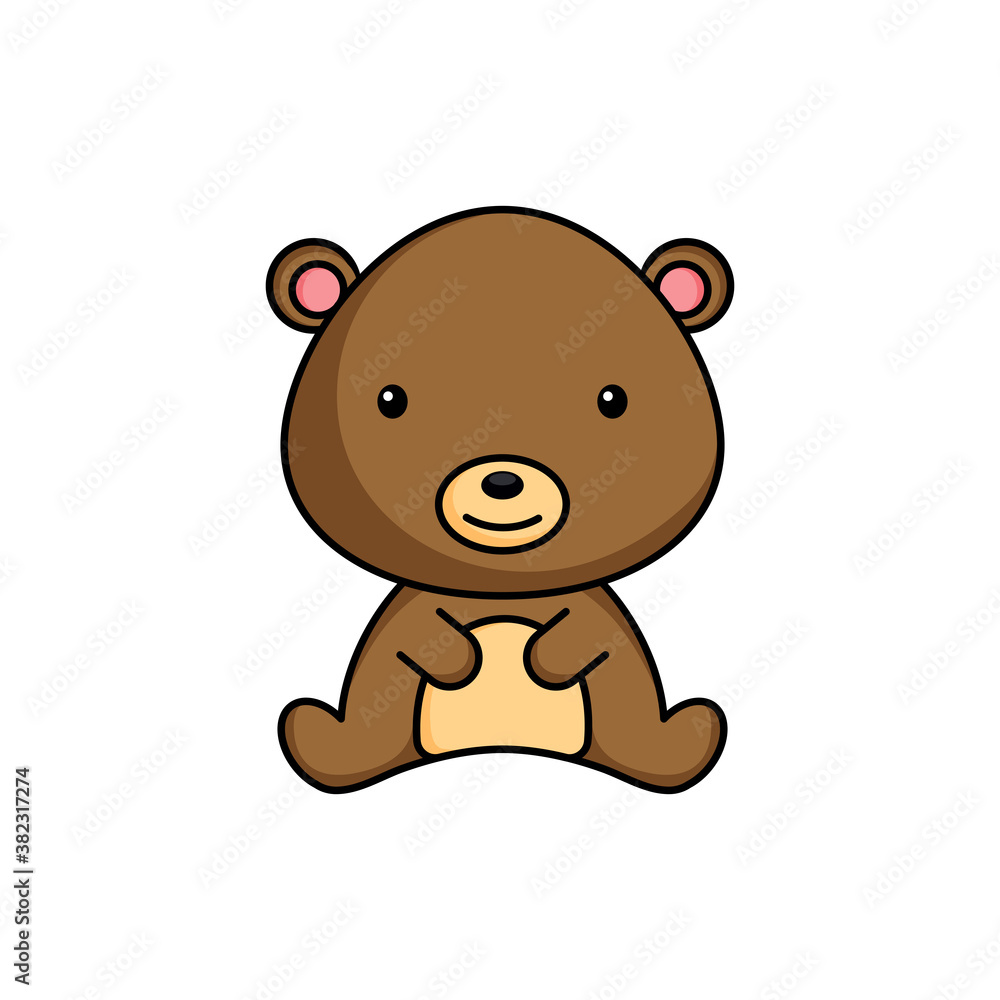 Cute business bear icon on white background. Mascot cartoon animal character design of album, scrapbook, greeting card, invitation, flyer, sticker, card. Flat vector stock illustration. Cute business bear icon on white background. Mascot cartoon animal character design of album, scrapbook, greeting card, invitation, flyer, sticker, card. Flat vector stock illustration.