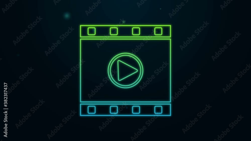 Glowing neon line Play Video icon isolated on black background. Film strip sign. 4K Video motion graphic animation Glowing neon line Play Video icon isolated on black background. Film strip sign. 4K Video motion graphic animation