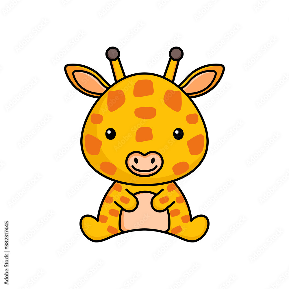 Cute business giraffe icon on white background. Mascot cartoon animal character design of album, scrapbook, greeting card, invitation, flyer, sticker, card. Flat vector stock illustration. Cute business giraffe icon on white background. Mascot cartoon animal character design of album, scrapbook, greeting card, invitation, flyer, sticker, card. Flat vector stock illustration.