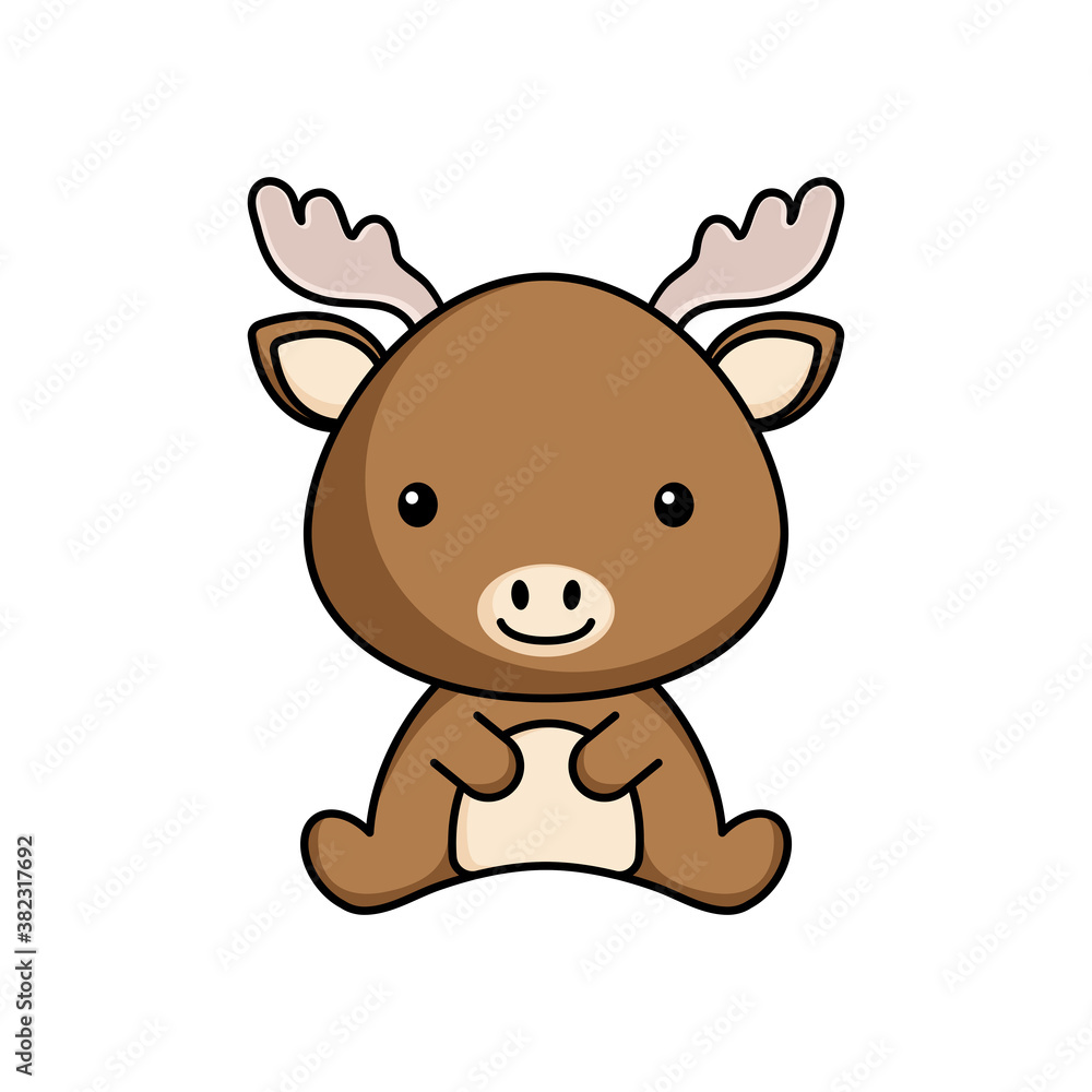 Cute business moose icon on white background. Mascot cartoon animal character design of album, scrapbook, greeting card, invitation, flyer, sticker, card. Flat vector stock illustration. Cute business moose icon on white background. Mascot cartoon animal character design of album, scrapbook, greeting card, invitation, flyer, sticker, card. Flat vector stock illustration.