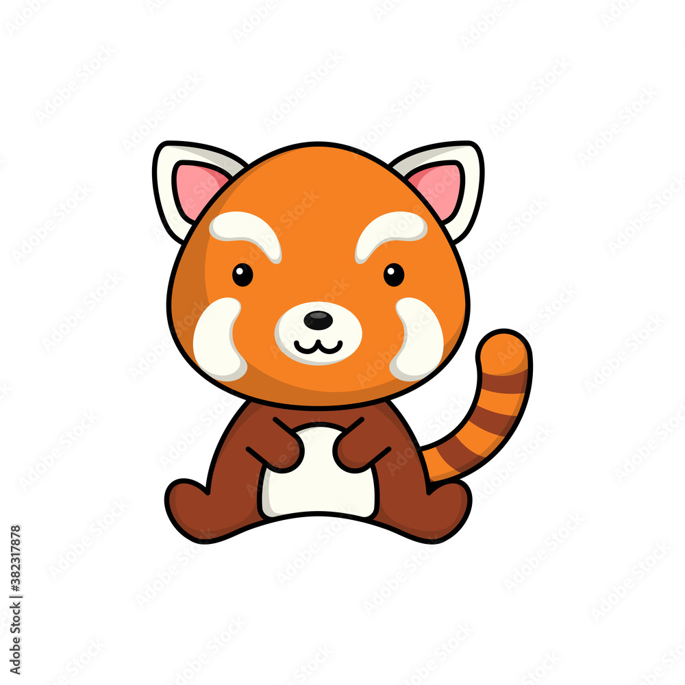 Cute business red panda icon on white background. Mascot cartoon animal character design of album, scrapbook, greeting card, invitation, flyer, sticker, card. Flat vector stock illustration. Cute business red panda icon on white background. Mascot cartoon animal character design of album, scrapbook, greeting card, invitation, flyer, sticker, card. Flat vector stock illustration.