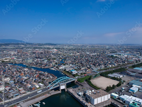 航空撮影した四日市の街風景