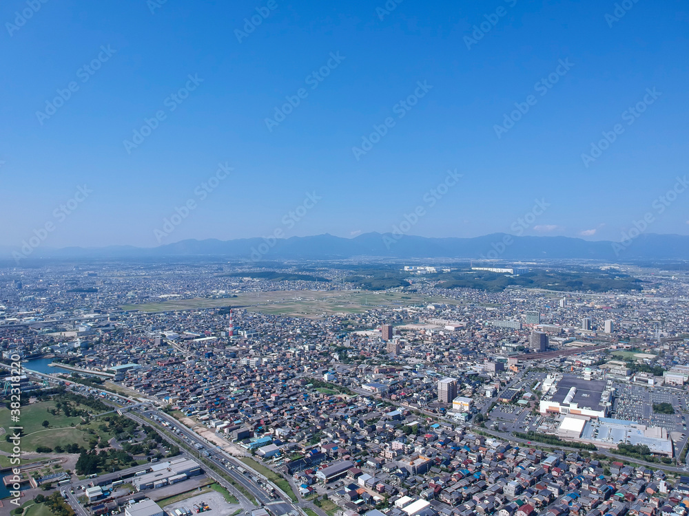 航空撮影した四日市の街風景
