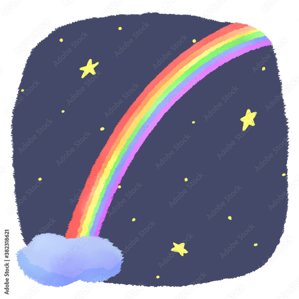 Naklejka premium 夜の虹と星空