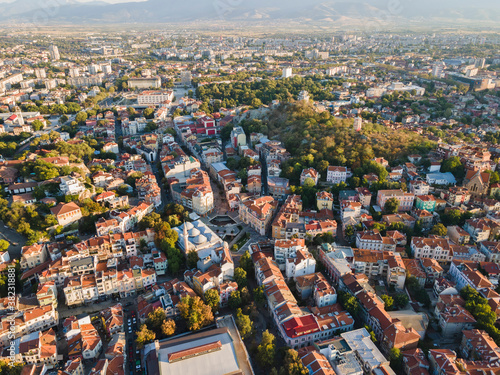 sunset view of City of Plovdiv  Bulgaria