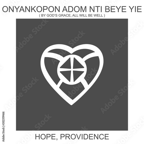Vector icon with african adinkra symbol Onyankopon Adom Nti Beye Yie. Symbol of hope and providence