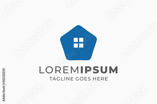 simple polygonal home logo design. real estate, residential, house, realty, living vector illustration.