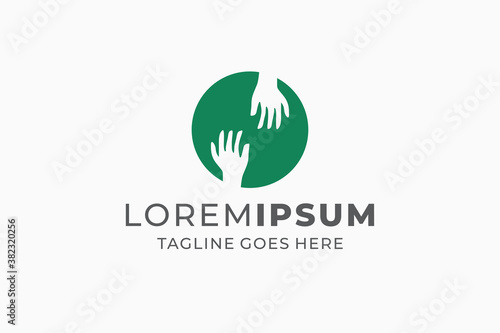 Hand care logo design. Help, friendship, support, hope concept vector.