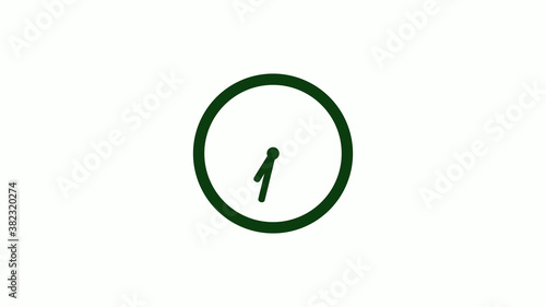 New green dark circle 12 hours clock icon on white background,clock icon