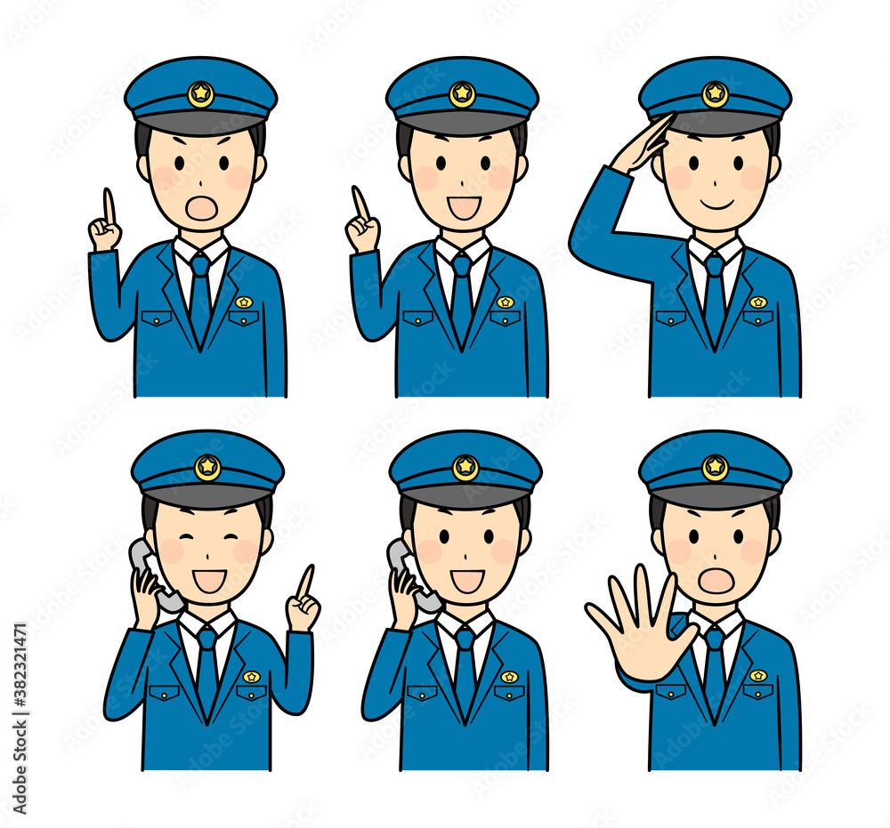 illustration set of police man illustration set of police man