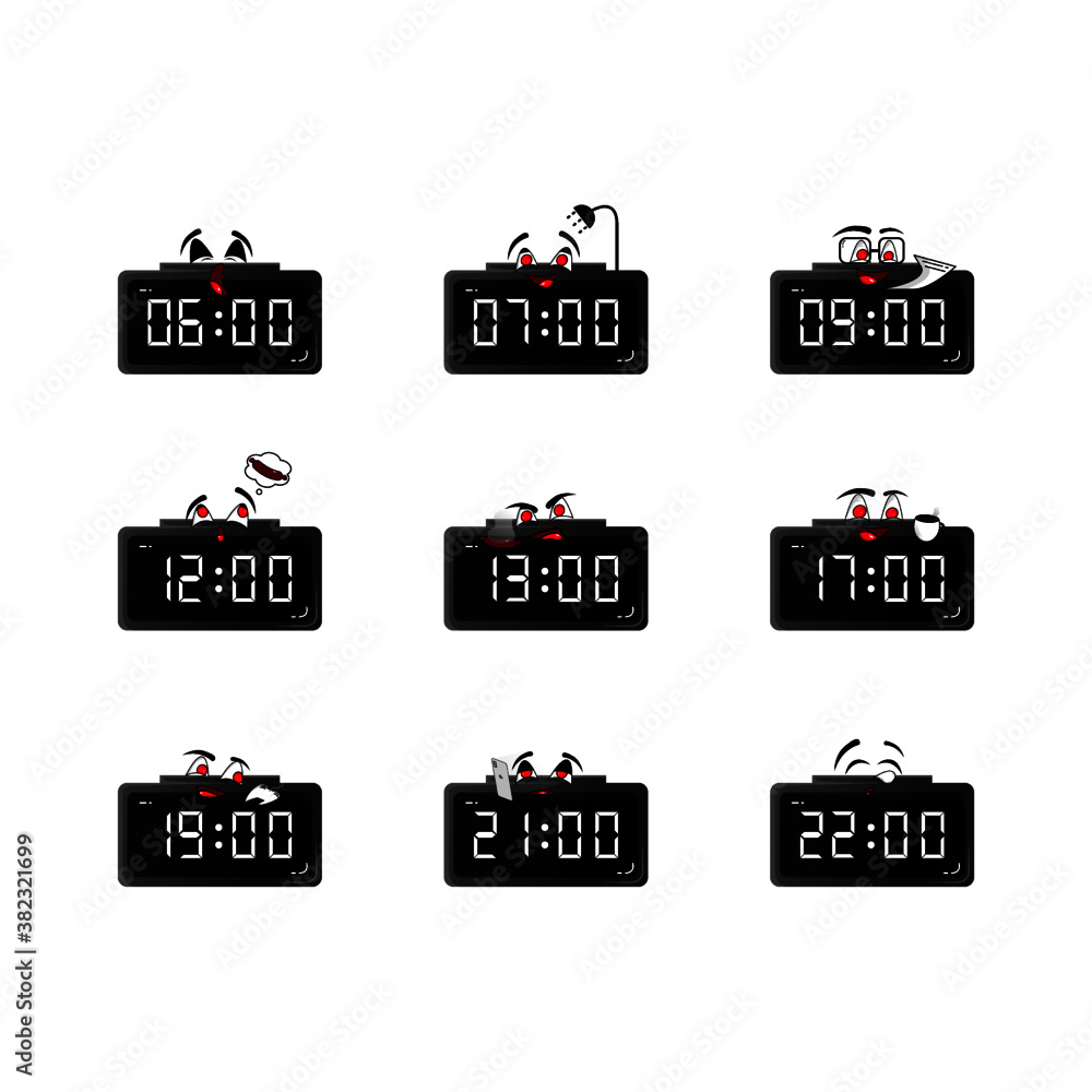 Digital Clock Morning Routine Digital clock showing daily routine. Easy to use, edit, and recolor ...