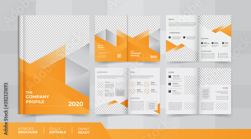 8 Pages corporate business brochure with Use its business presentations and multi-purpose design	
