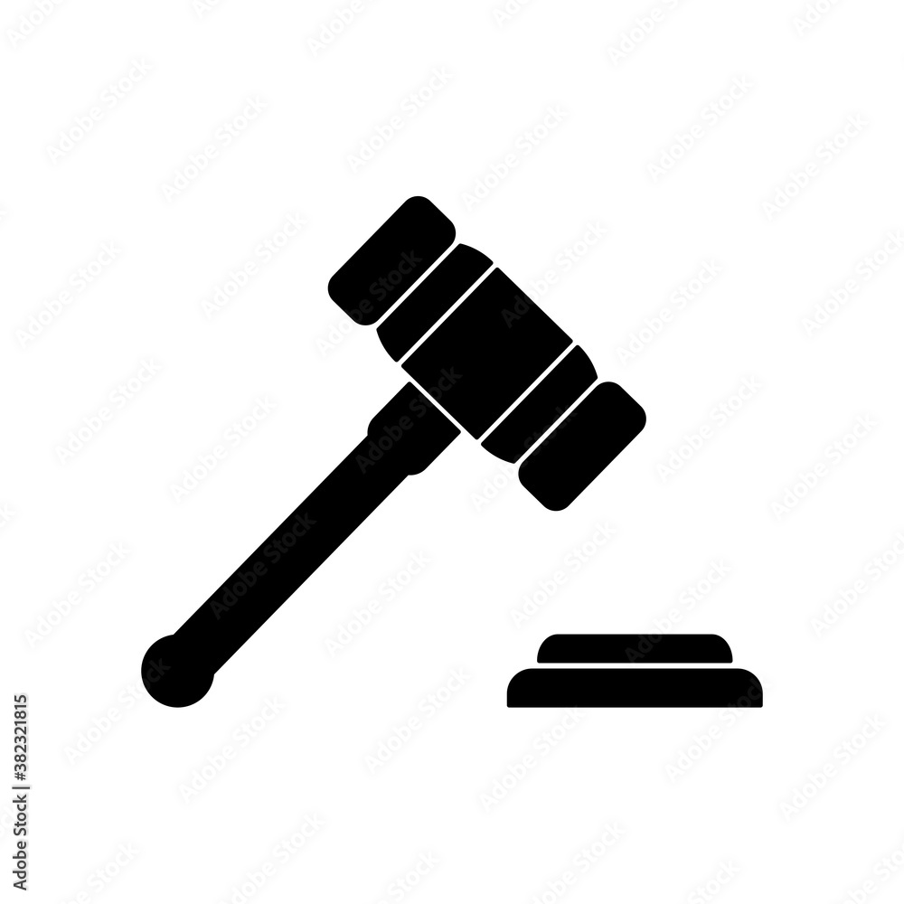Judge or Auction Hammer Black Icon, Flat Design Judge or Auction Hammer Black Icon, Flat Design