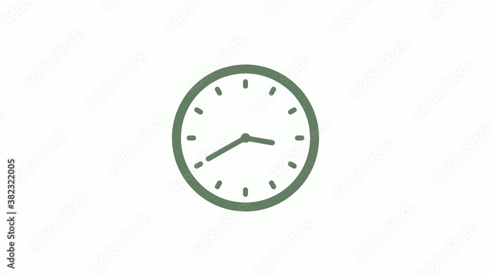 Green gray circle 12 hours clock icon on white background,clock icon,clock icon with trick Green gray circle 12 hours clock icon on white background,clock icon,clock icon with trick