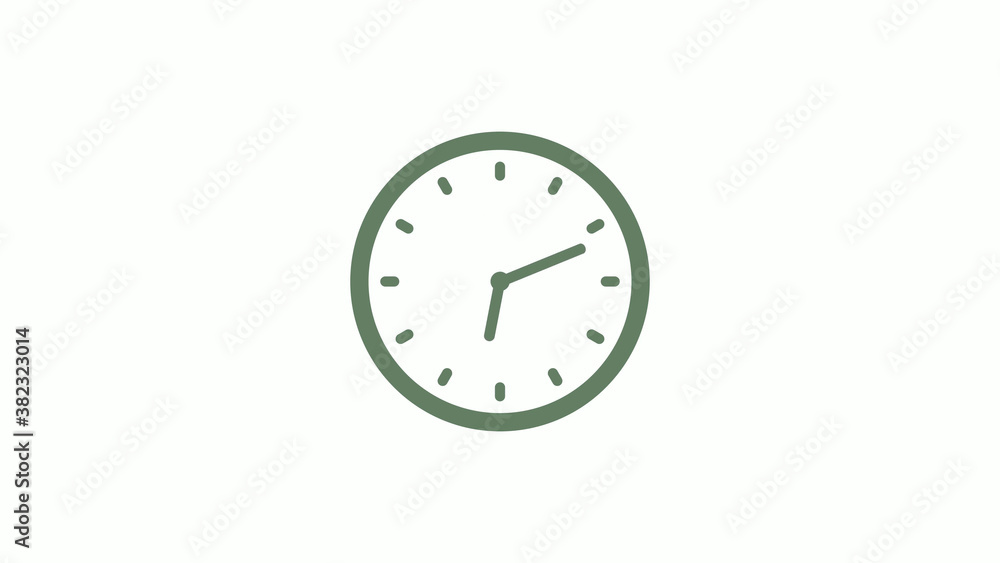 Green gray circle 12 hours clock icon on white background,clock icon,clock icon with trick Green gray circle 12 hours clock icon on white background,clock icon,clock icon with trick