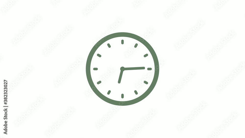 Green gray circle 12 hours clock icon on white background,clock icon,clock icon with trick Green gray circle 12 hours clock icon on white background,clock icon,clock icon with trick