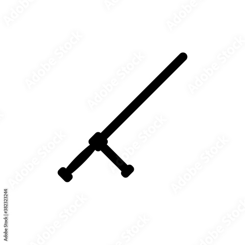 Police baton hand drawn black flat icon.