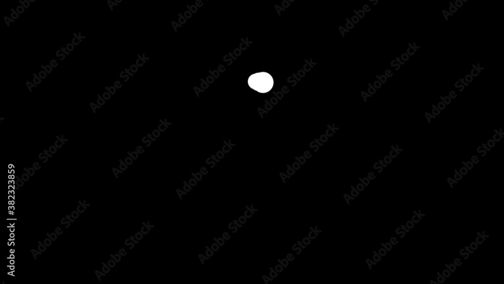 Animated loading with white circle large to small icon on black background screen. Animated loading with white circle large to small icon on black background screen.