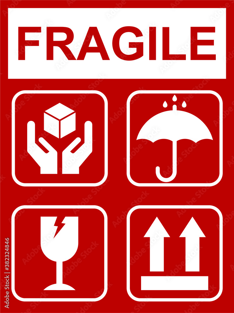 Vector fragile Shipping Labels isolate 