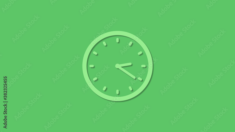 Amazing 12 hours green color clock icon on green background,3d clock icon Amazing 12 hours green color clock icon on green background,3d clock icon