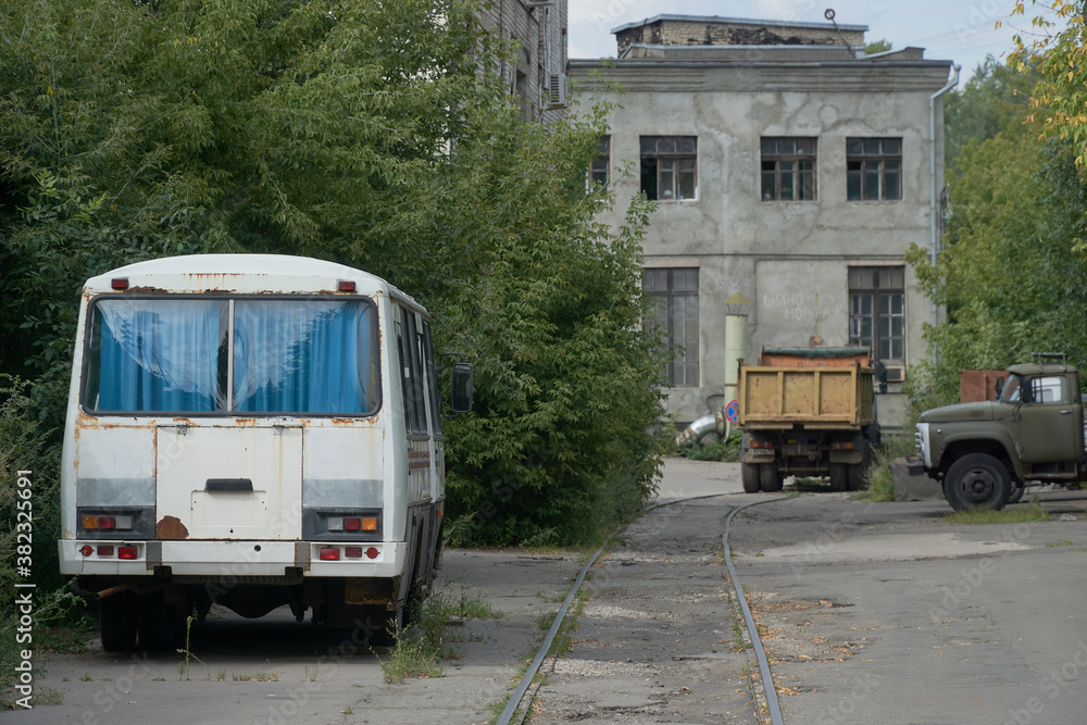Fototapeta premium Old factory gate in Russia
