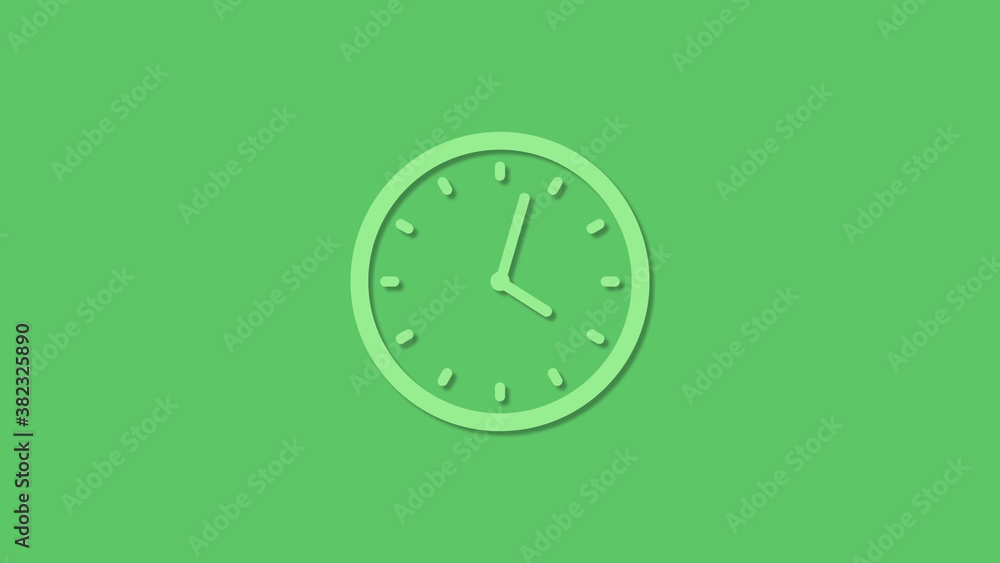 Amazing 12 hours green color clock icon on green background,3d clock icon Amazing 12 hours green color clock icon on green background,3d clock icon