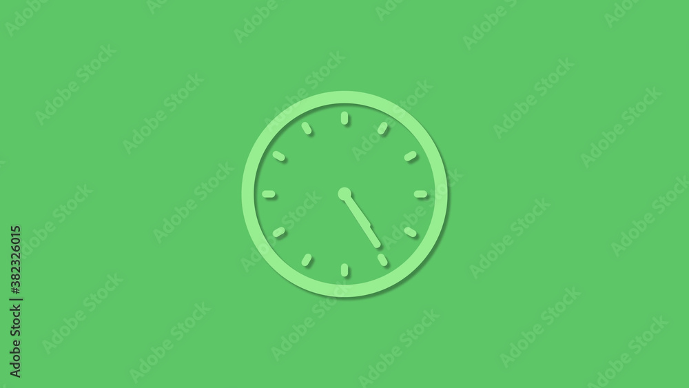 Amazing 12 hours green color clock icon on green background,3d clock icon Amazing 12 hours green color clock icon on green background,3d clock icon