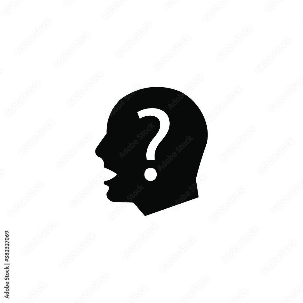 Human head icon with a question mark. Symbol sign for app desing. Human head icon with a question mark. Symbol sign for app desing.